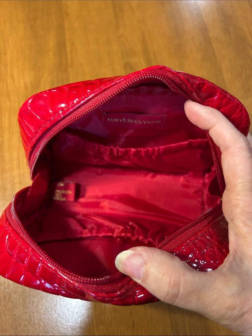 Bath & Body Works Red Croc-Embossed Women's Cosmetic Pouch